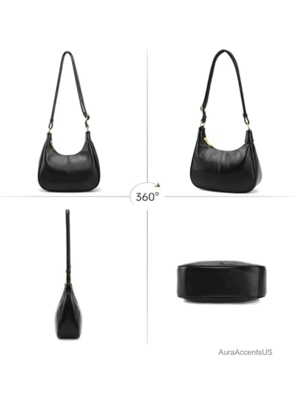 Crescent Hobo Crossbody Bag Faux Leather Shoulder Purse Adjustable Strap